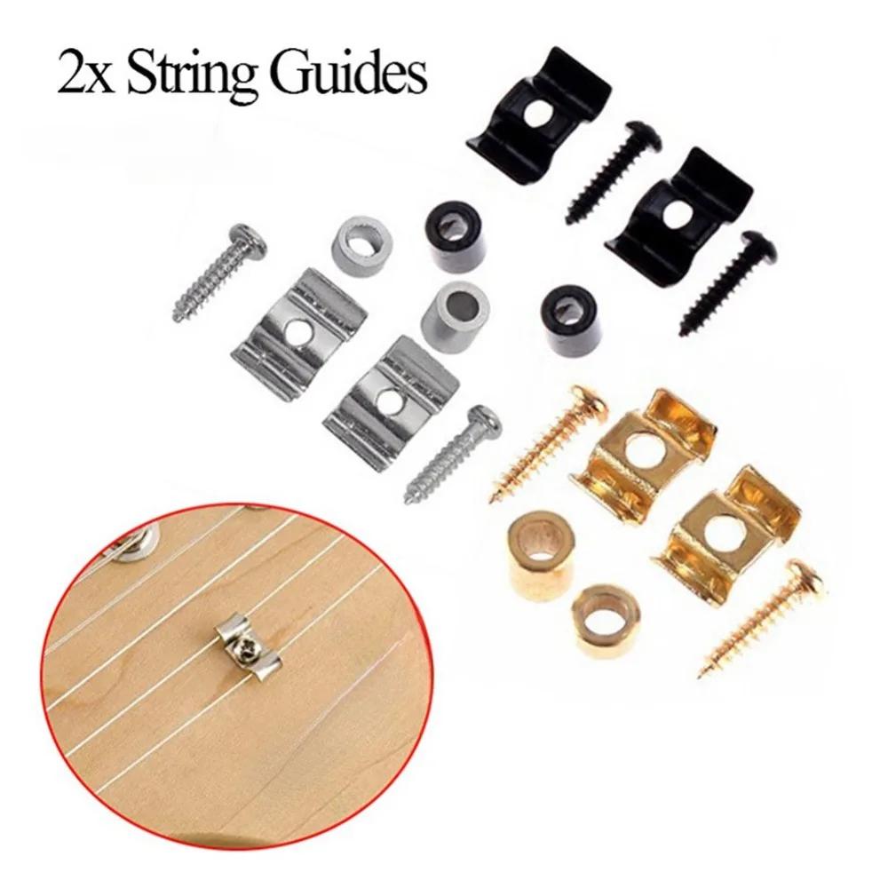 1 Pair Electric Guitar String Trees Retainers with Screws, String Guides for Fender ST SQ Series, Gold/Black/Chrome
