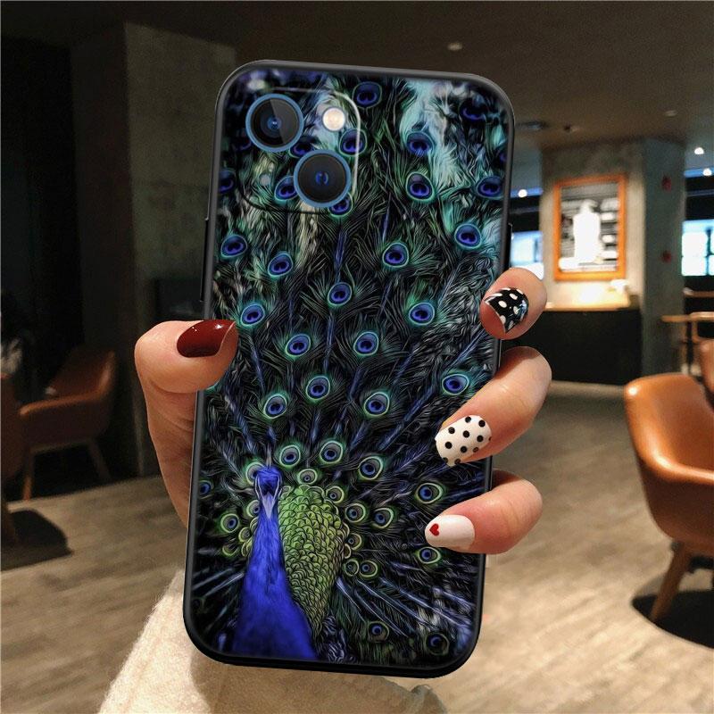 IK53 Pfauenfeder Muschel Handyhülle für Samsung Galaxy Note 10 20 S23 S24 S25 Ultra FE Plus Edge Lite A02S A35 A07 A17