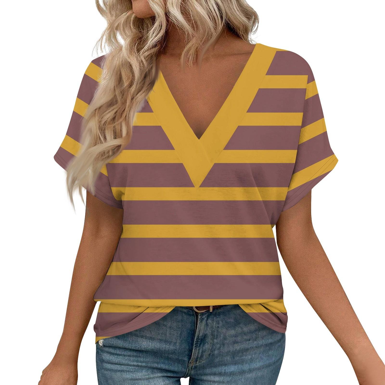 

Женские рубашки с коротким рукавом, топы с принтом и V-образным вырезом, повседневные топы, базовые футболки, блузки, свободные топы M