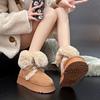 Thick-soled snow boots winter new lace-up two wear piled thickened large cotton shoes medium tube cotton boots