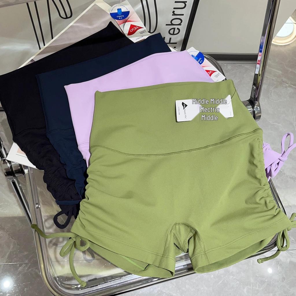 Шорты для йоги и велоспорта NUF Lycra Nude Feel со сборками - Дизайн без эффекта верблюжьей лапки