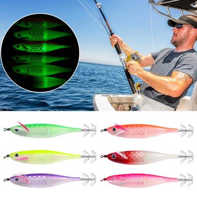 12CM/10G Luminous Shrimp Bait with Squid Jig Hook Realistic Bionic Artificial Lure Saltwater Freshwater Bass Walleye Trout Fishing Accessories
