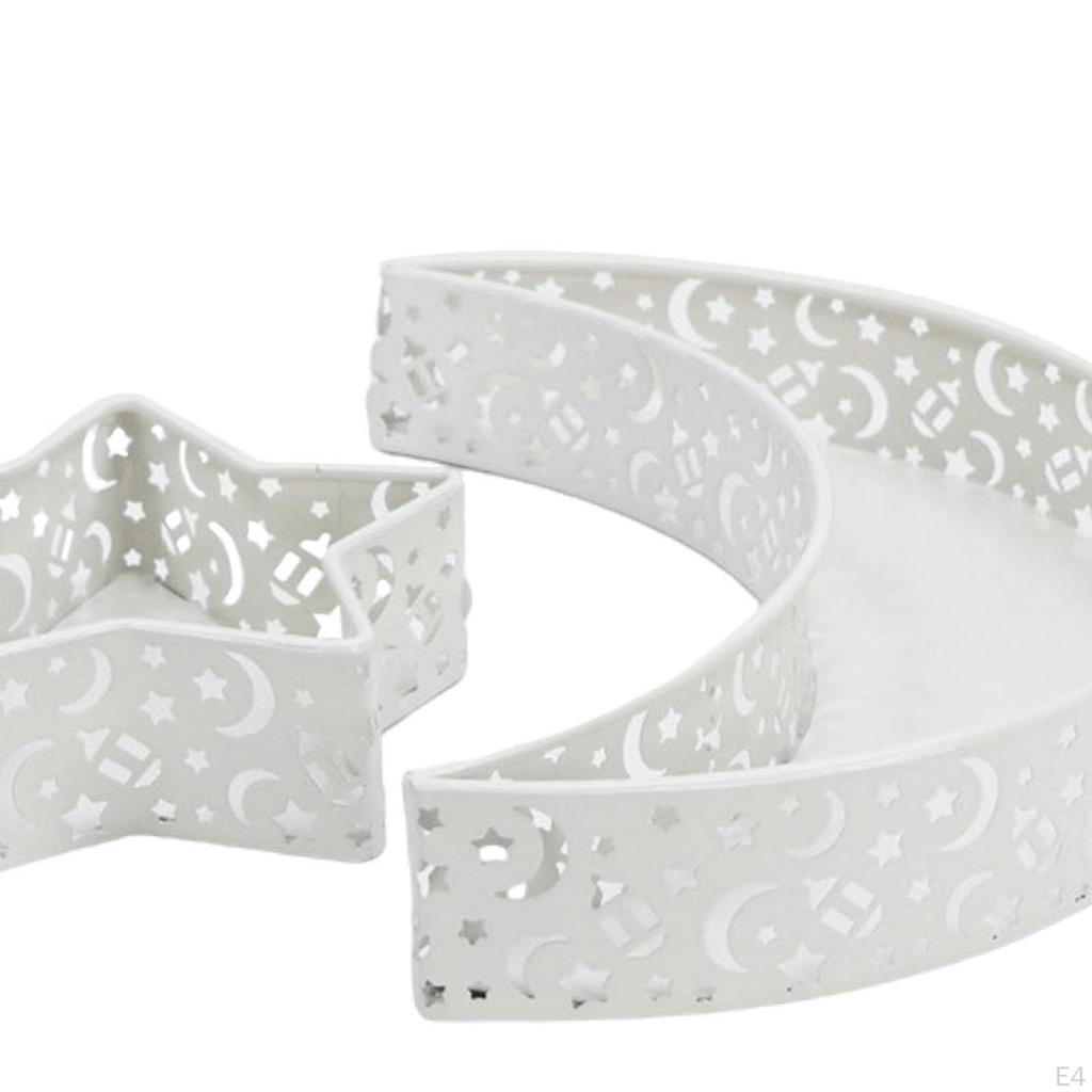 2 Stück Eid Mond Stern Speiseteller Tablett Obst Geschirr Tischdeko Mubarak Desserttabletts