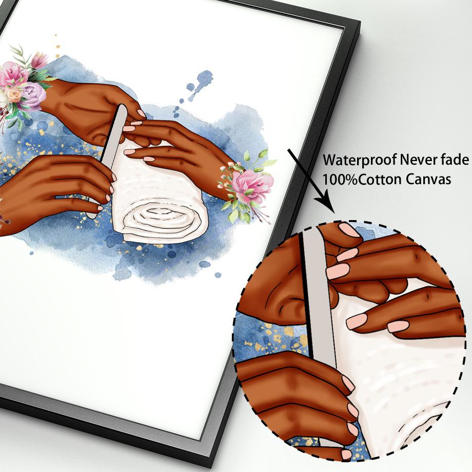 Nail Shapes Girl Hands Flower Nordic Posters And Prints Wall Art Canvas Painting Decor Pictures For Manicure Beauty Salon Room