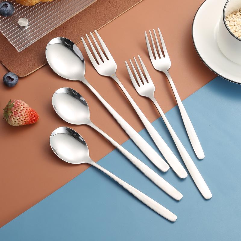 304 Stainless Steel Korean Style Tableware: Soup Spoon, Table Fork, Coffee Stirring Spoon, Long-Handle Thickened Spoon & Fork.