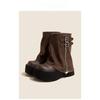 2026 New Autumn and Winter Thick Soled Height Increasing Brown Pants with Sponge Bottom Short Boots