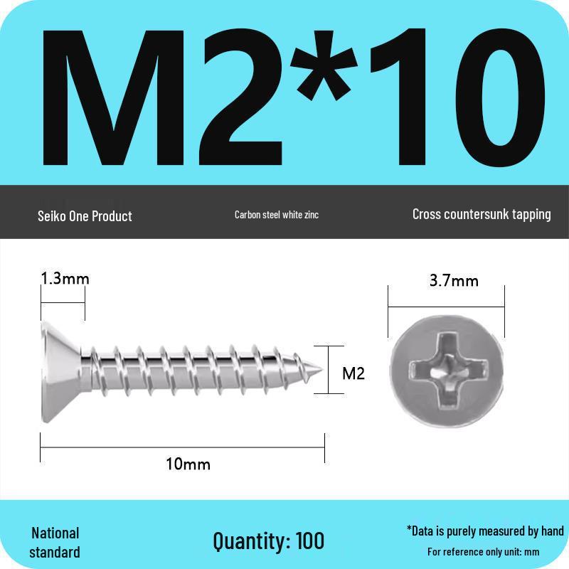 Iron Galvanized Phillips Flat Head Self-Tapping Screws - Countersunk M1 To M4