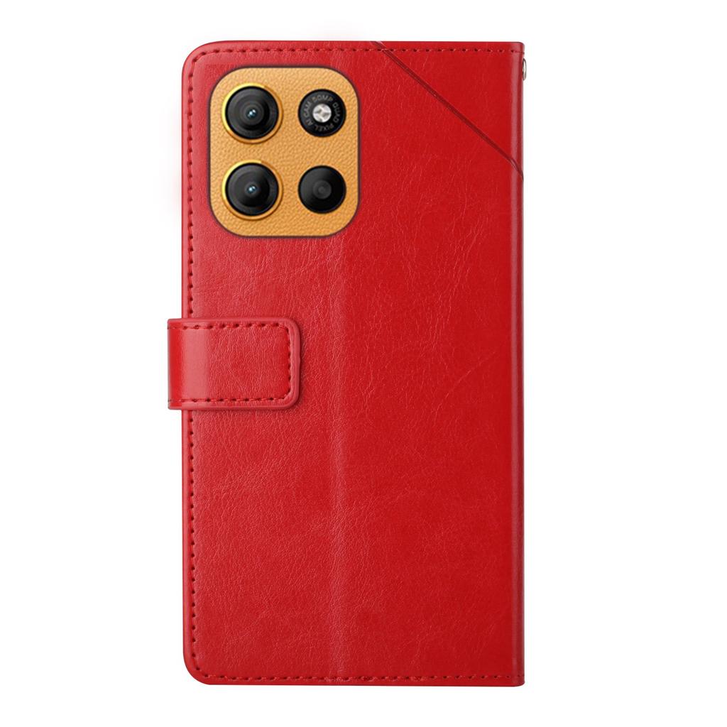 For Motorola Moto G Stylus 5G (2025) Case with Wrist Strap Y Shaped Lines Imprint Leather Phone Cover