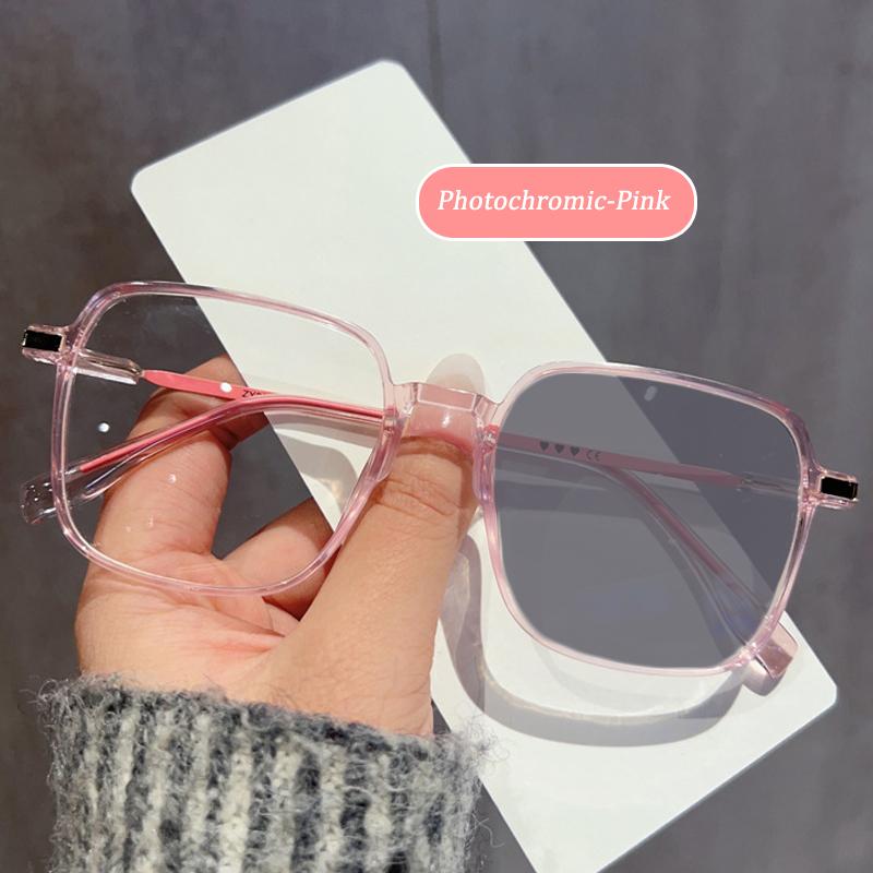 Photochromic Sunglasses Anti Ultraviolet Transparent Frame Eyeglasses Fashion Korean Elegant Simple Eyewear Women