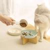 Wood Stand Raised Cat Bowl Anti-choking Neck Protection Slow Feeder Bowl Ceramic Ergonomic Cat Feeding Bowl Pet Feeding