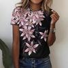 Fashion Women Summer Short Sleeve 3D Flower Print Plus Size Tees Tops Clothes For Women T-shirt