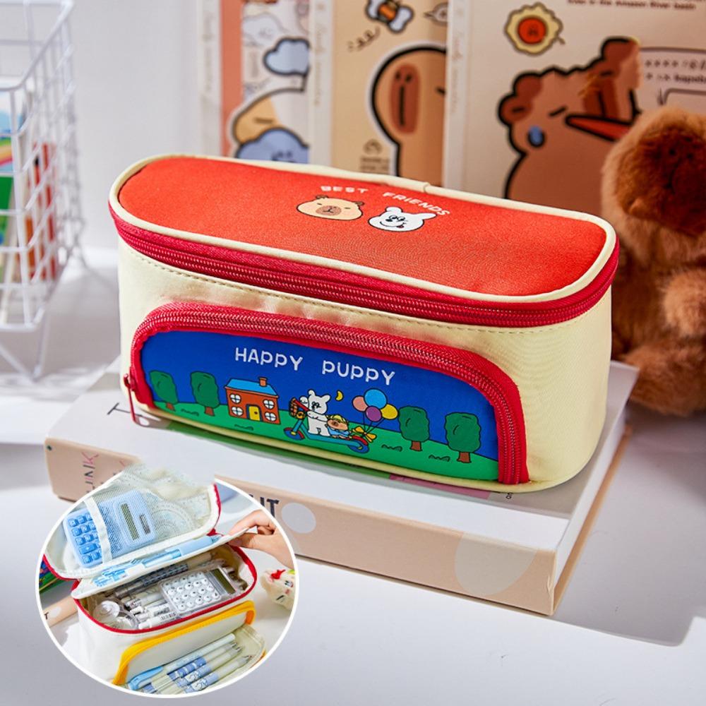 

Cosmetics Storage Korean Pencil Bag Large Capacity Makeup Bag Stationery Storage Bag School Office Style 2
