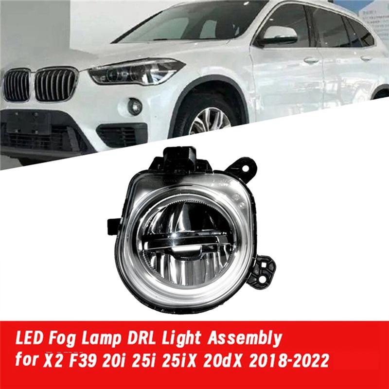1Pair Front Bumper LED Fog Lamp DRL Light Assembly For BMW X2 F39 20I 25I 25Ix 20Dx 2018- 63177444805 63177444806-A87Q