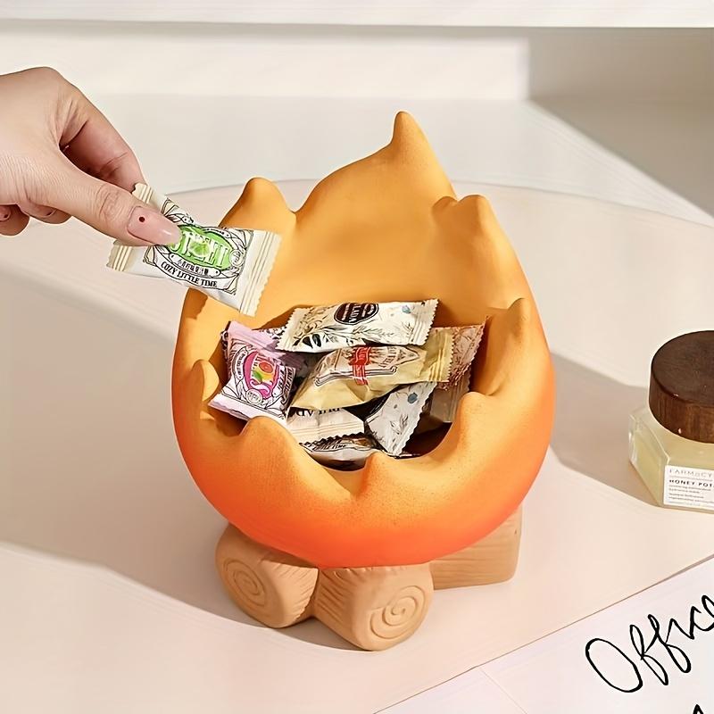 Flammenförmige Aufbewahrungsschale, Einzigartiges Flammendesign Keramik Dekoschale für Zuhause und Büro, Ideal zum Organisieren von Lippenstift, Schlüsseln und kleinen Gegenständen