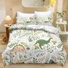 Dinosaur Kids Bedding Set Cute Animals Cartoon Dino Quilt Cover Set with Pillowcase Duvet Cover Set Single Queen King Size Bed