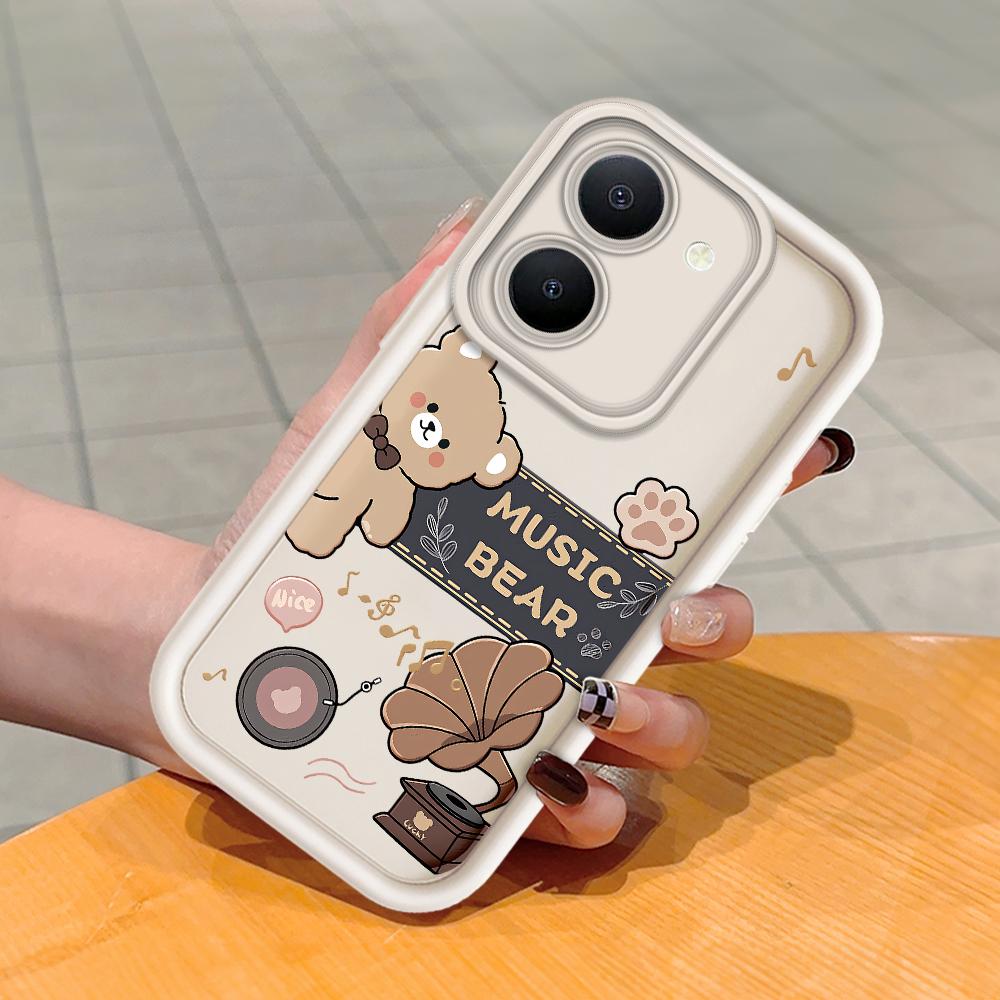 Soft Silicone Square Ladder Printing Pattern Phone Casing Full Cover Camera Shockproof Protection Rubber Case for Vivo