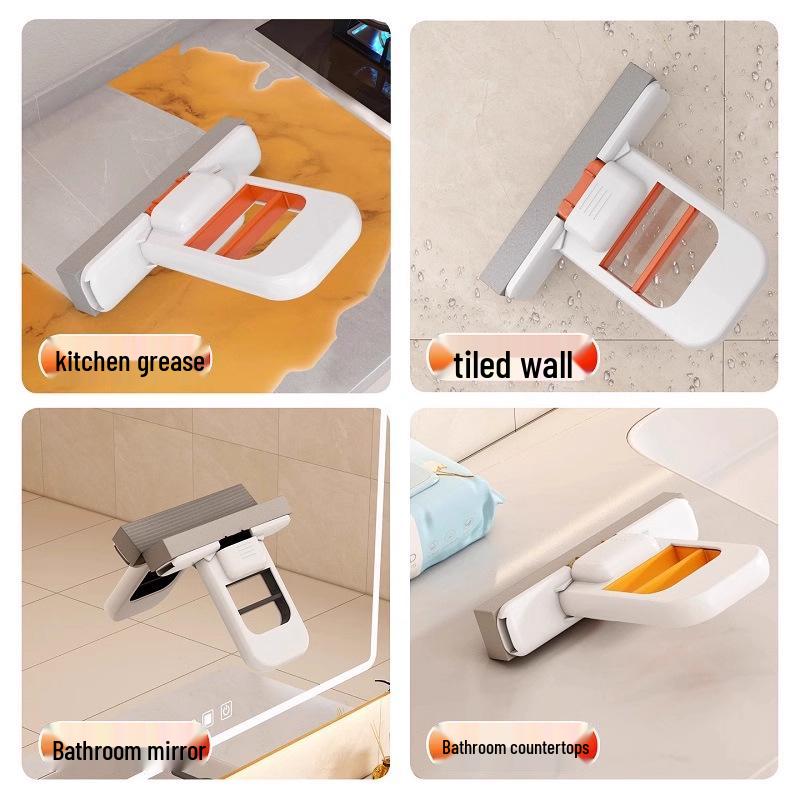 Compact Foldable Hands-Free Sponge Mop for Kitchen Desktops