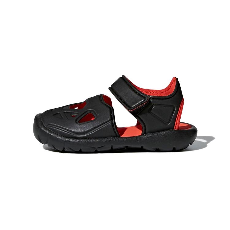 Adidas Neo FORTASWIM Synthetic Leather Comfortable Low top Toddler Shoes Black Red Infant And Toddler CQ0089 21