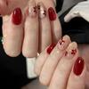 Artificial Nail Elegant Wine Red Cats Eye Shimmering Effect False Nail Easy Press Fit for Any Occasion Event Decors