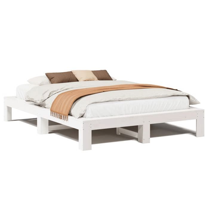 VidaXL Cadre de lit sans matelas blanc 140x200 cm bois de pin massif 3308739