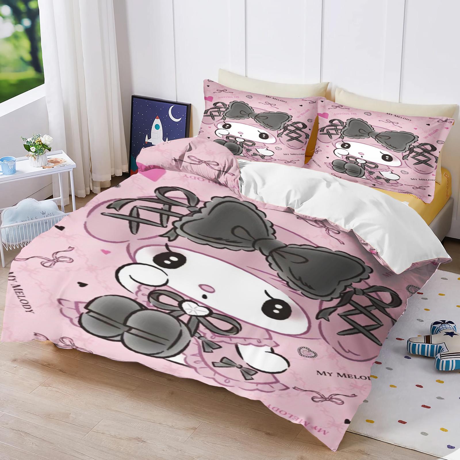 

Kuromi My Melody Sanrio Series Printed Bedroom Bedding Set Duvet Cover Christmas Gifts Comforte Cartoon With Pillowcase EU Single(135*200cm)3pcs