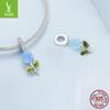 Yinziyun S925 Silver Rose Pendant with UV Color-Changing Flower Beads for DIY Bracelet