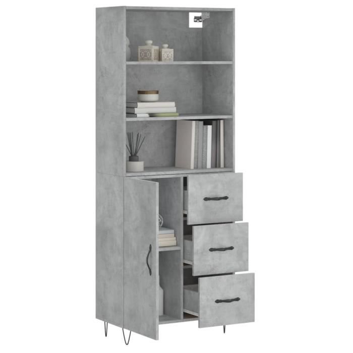VidaXL Highboard Concrete Grey 69.5x34x180 Cm Engineered Wood 3189441