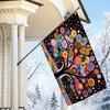 2D Flat, 1pc 2D Flat Decorative Flag, Abstract Colorful Polka Dot Circle Tree of Life Pattern Hanging Flag, Artistic Oil Painting Texture Wall Hanging