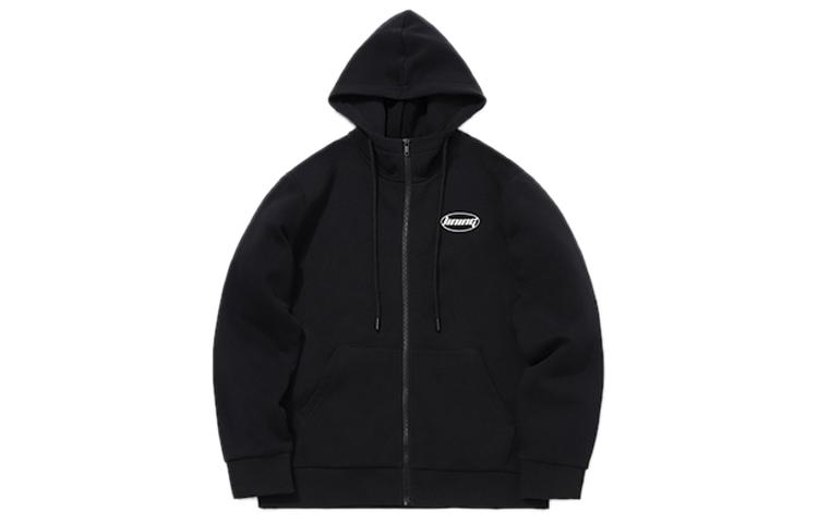 Li Ning Letter Logo Fleece Lined Hooded Casual Knitted Fabric Sports Sweatshirt Jacket Men s New Standard Black AWDPD23-9 L