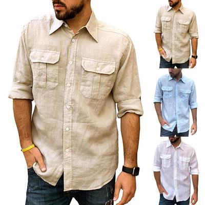 Men Casual Shirt Slim Long Sleeve Beach Shirts Top Blouse