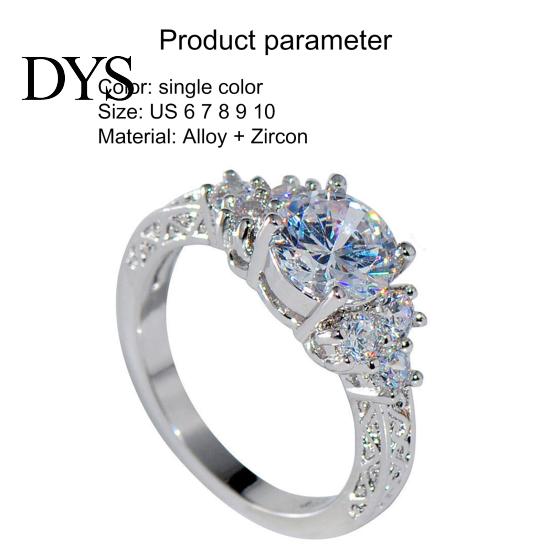 Gemstone Luxury Cubic Zirconia Inlaid Women Engagement Bride Wedding Party Ring Jewelry Gift