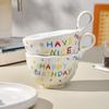 Small Fresh Sugar Needle Handle Cup Ceramic Mug New Birthday Gift Oatmeal Breakfast Cup Milk Coffee Cup