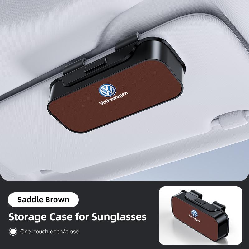Hijk1 Car Sun Visor Glasses Case Sunglasses Holder For VW Golf Amarok T5 Phaeton GTI Teramont Tiguan Car Interior Accessories Keychain