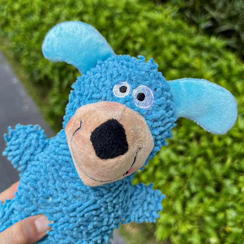 Plush Dog Toy With Sound Effect - Cute Cartoon Squeaky Drag Mop Style Chew Small To Medium Dogs
