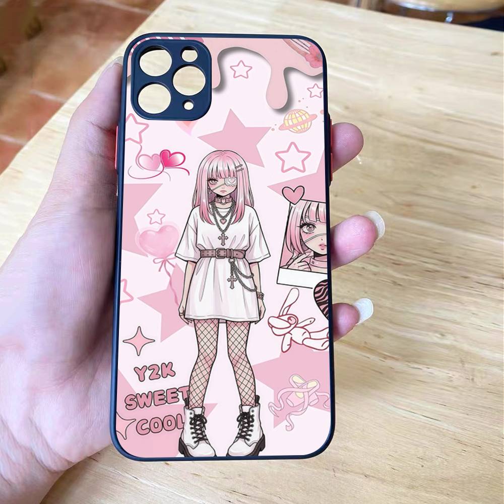 Angel tsundere girl anime cute frosted Shockproof For iPhone 16 15 11 12 13 14 Pro Max X XR XSMAX Mini Phone Case