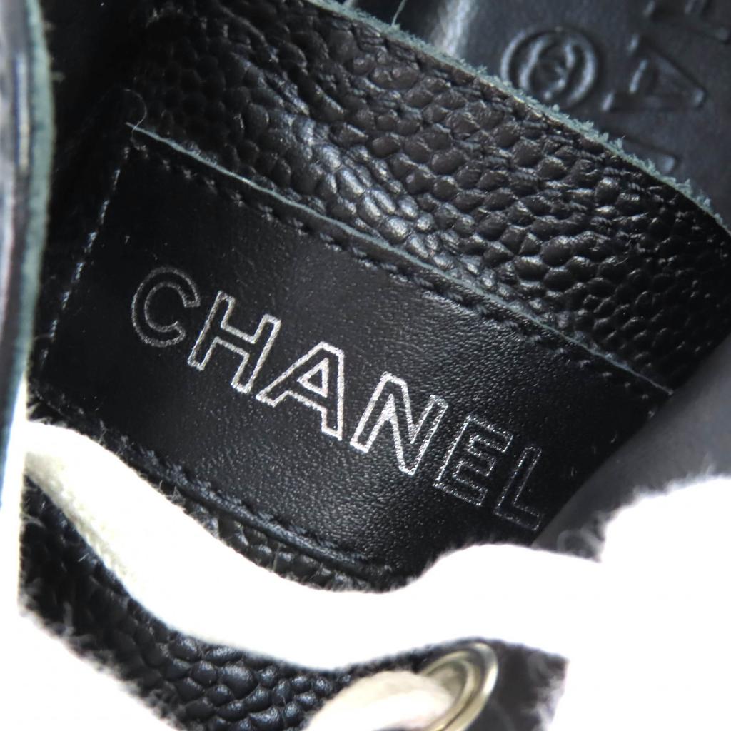 Great CHANEL Low cut sneakers COCO Mark Matelasse Quilting Caviar skin 38 G26563 Used