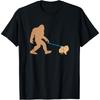 Bigfoot Walking Pomeranian Dog Funny Sasquatch Gift T-Shirt