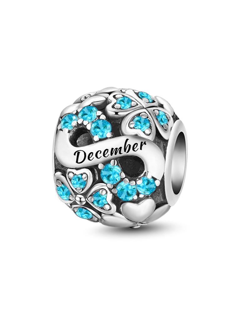 Copper Metal December Birthday Zircon Pendant Bead Component Charm Bead Component Ball Ideal Designed For Bracelets Do It Yourself Designed For