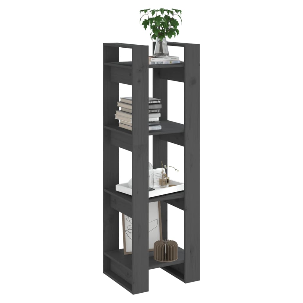 Bookshelf Room Divider Grey 41 x 35 x 125 cm Solid Pine Wood