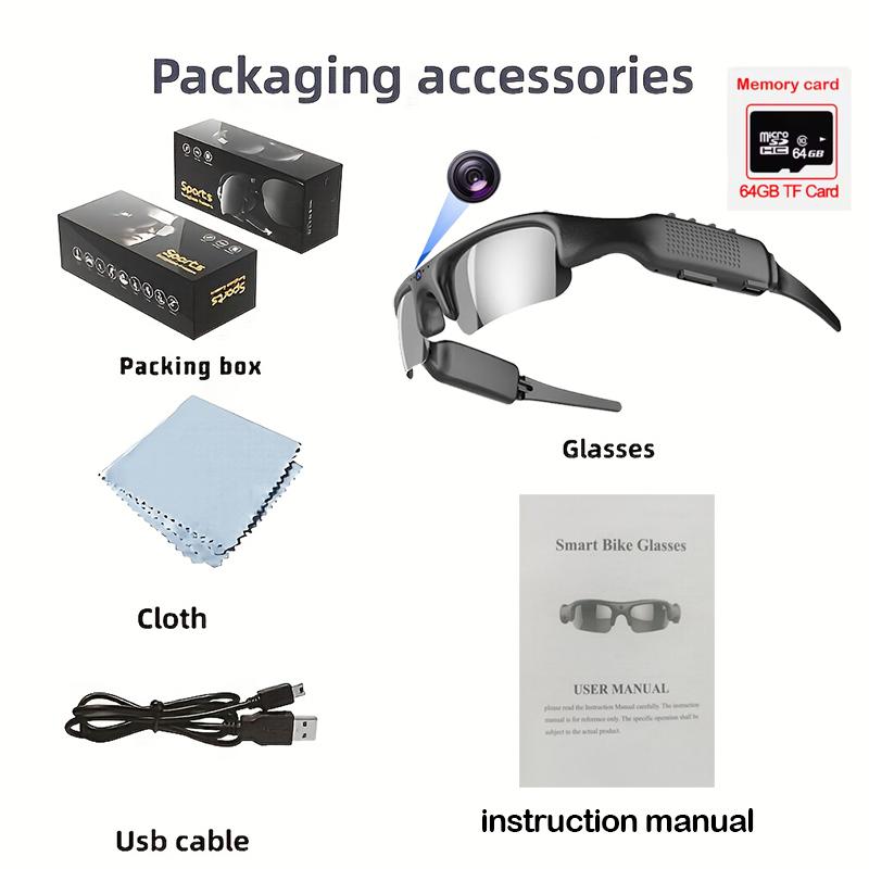 1080P HD Glasses WIFI Camera Outdoor Bicycle Motorcycle Security Protection Sunglasses Video Camera Polarized Lens Sports Cam
