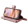 For iPhone 16 Plus Magnetic Leather Case Mobile Cover with Detachable Zipper Wallet Strap