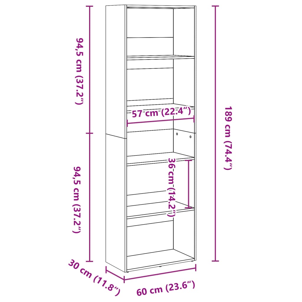 Libreria Rovere Artigianale 60 x 30 x 189 cm Legno Ingegnerizzato