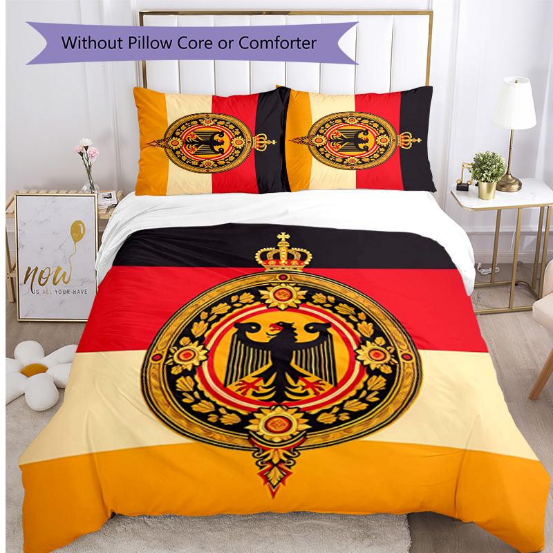 Germany National Football Team Pattern Printed 3PCS Bedding Set Soft Skin-Friendly Washable Duvet Cover & Pillowcases Set All Season Bedroom