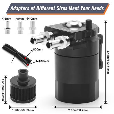300ml Aluminum Oil Catch Can Reservoir Tank With Fluid Filter Kit Black Engine Oil Collection Tank Auto Accessory