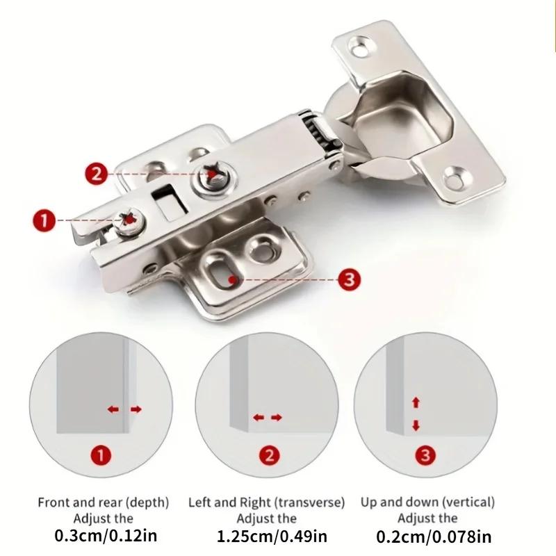 2/20Pcs Cabinet Hinges with Screws Steel Hinges For Furniture Full Overlay Mute Cabinet Door Cupboard Hinges Furniture Fitting