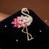 Hand-Painted Enamel Pink Flower Brooch with Diamonds - Retro Animal Design