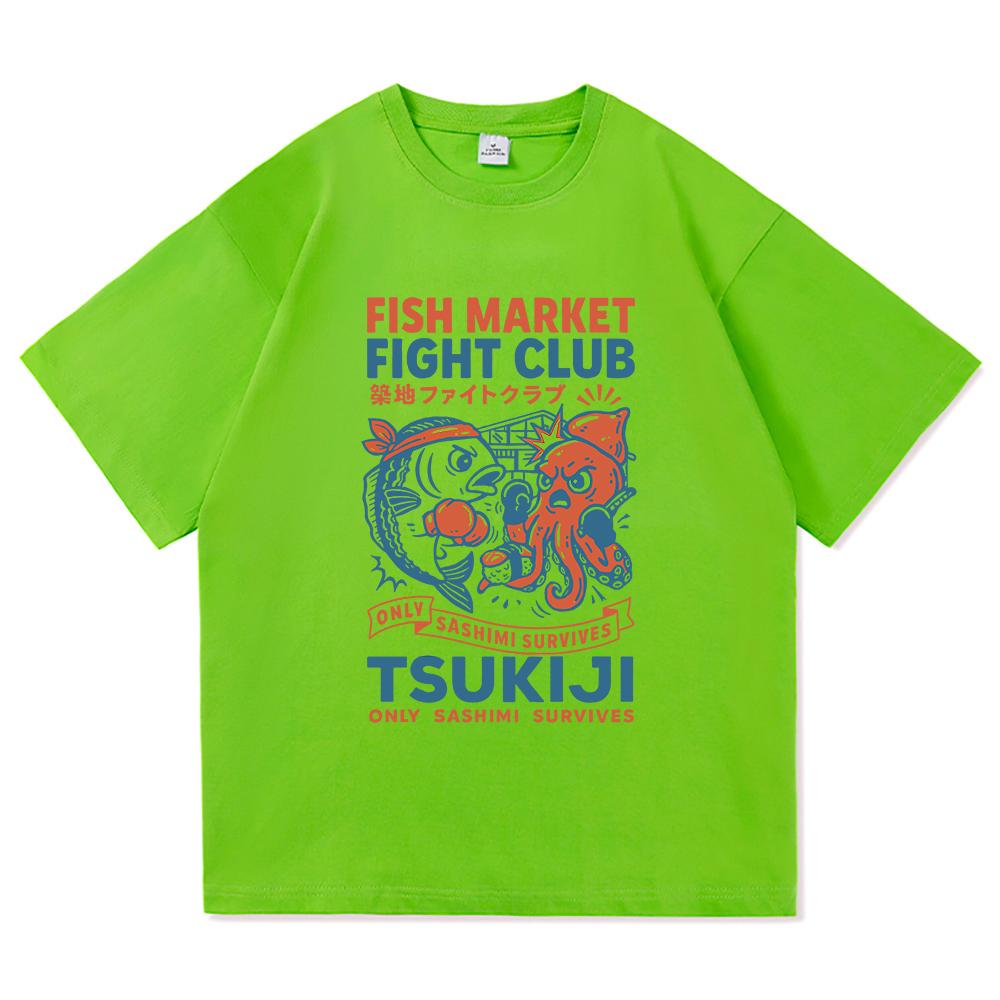 Funny Fish Market Fight Club T Shirt 2025 Fashion Men/women Clothing Vintage Harajuku High Quality Clothes Cotton Tshirts