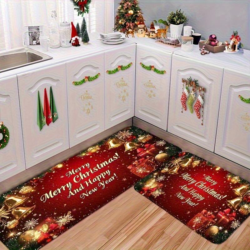 1 Stück Weihnachtssegen Muster Fußmatte Modern Küche Polyester Teppich Rutschfest Bunt Innen Teppich, Für Zuhause Badezimmer Schlafzimmer Wohnzimmer Deko