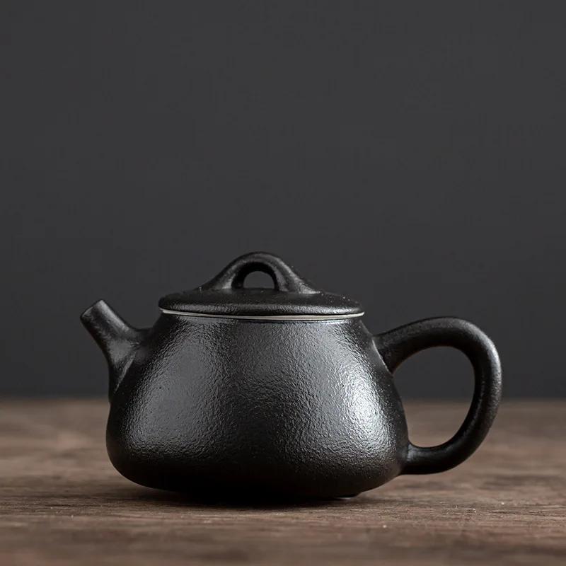Teekanne aus grober Keramik im japanischen Stil, Teekanne mit seitlichem Griff, tragbare Teekanne mit großem Fassungsvermögen und Griff, handgefertigtes Teegeschirr, Kung Fu Tee