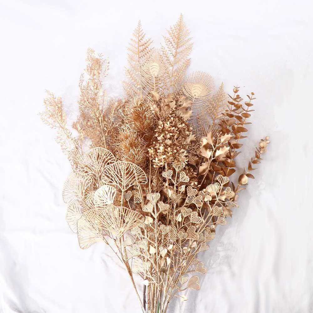 DIY Photo Props Golden Christmas Maple Leaf Fake Flower Artificial Flower Christmas Decoration Artificial Plants